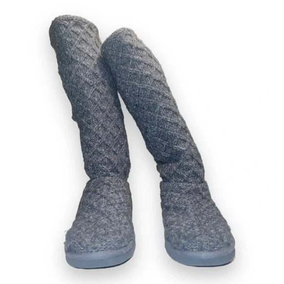 UGG Australia Gray Lattice Cardy 3 Button Tall Winter Knit Boots size US 9 - Picture 4 of 7